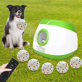 MEKAPLE Automatic Dog Ball Launcher, Upgraded Interactive Dog Balls Thrower with 3 Distance 29Ft-79Ft, Remote Control Ball Launcher for Medium & Large Dogs, 5 Etpu Balls Included (Lime Green)