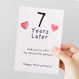 Postcard Prints - 7th Wedding Anniversary Card For Wife Anniversary Card for Husband Anniversary Card For Boyfriend or Girlfriend Seventh Anniversary White Hearts