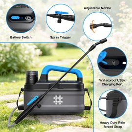 Battery Powered Sprayer 1 Gallon,Rechargeable Electric Pump Sprayer with Adjustable Nozzle,Portable Garden Sprayers Battery Operated for Plant Watering, Lawn Care and Gardening
