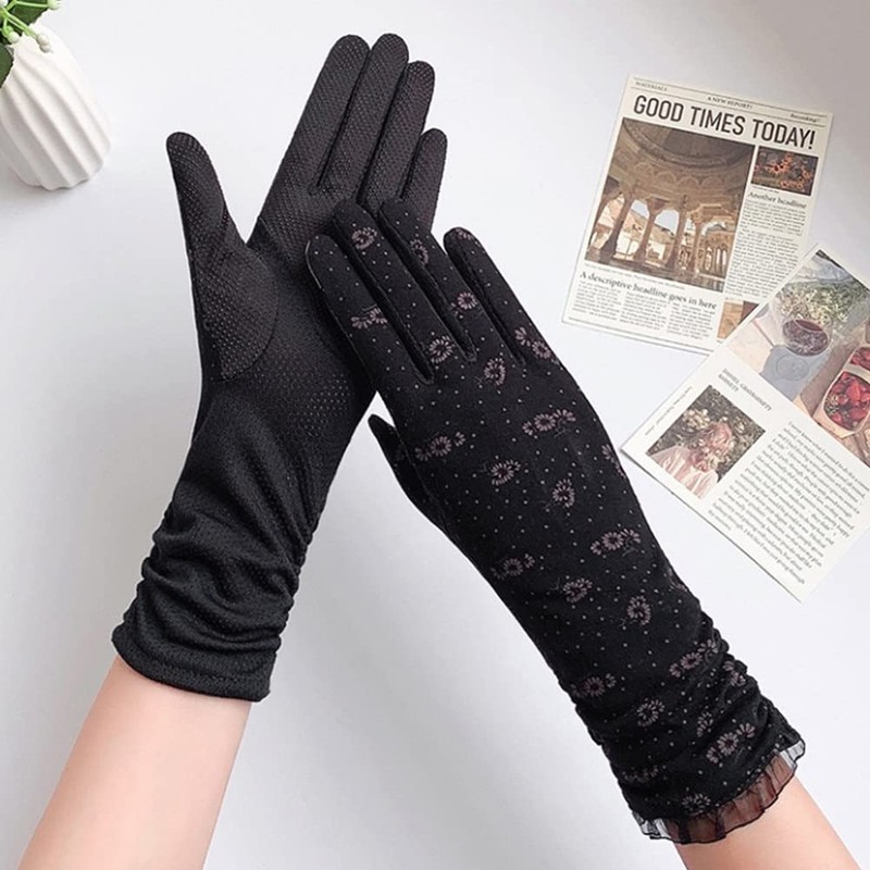 SEENFAAN Women's Summer Gloves, Cotton, UV Gloves, Sunscreen, Rough Hands,