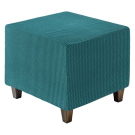 uxcell Ottoman Cover Square, Jacquard Ottoman Slipcover with Elastic Bottom, Stretchable Footrest Stool Covers for Living Room Furniture Protector (Cyan, Small Size)