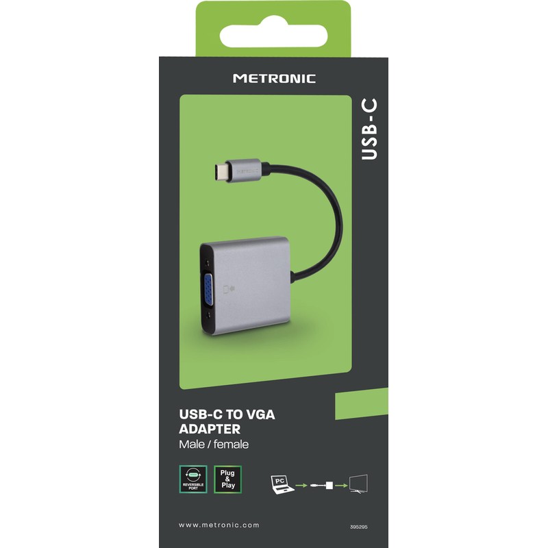 METRONIC 395295 USB-C Male to VGA Female Adapter - Grey
