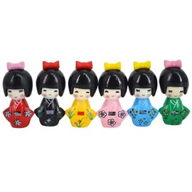 NOELAMOUR Kokeshi Dolls Japanese Dolls Kimono Dolls Small Dolls Figurines Foreigners Gifts Souvenir Decoration Decoration (Set of 6 Colors and 6 Pieces)