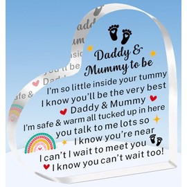 TTOVEN Daddy to be Gifts,Mummy to be Gifts,New Mum and New Dad Gifts Heart Plaque Gifts for Daddy to be and Mummy to be Baby Shower Gifts For Mum And Dad