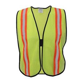Ironwear 1265 Polyester Mesh Safety Vest with Polyester Binding and 2" Orange Tape with Silver 1/2" Reflective Stripe, One Size