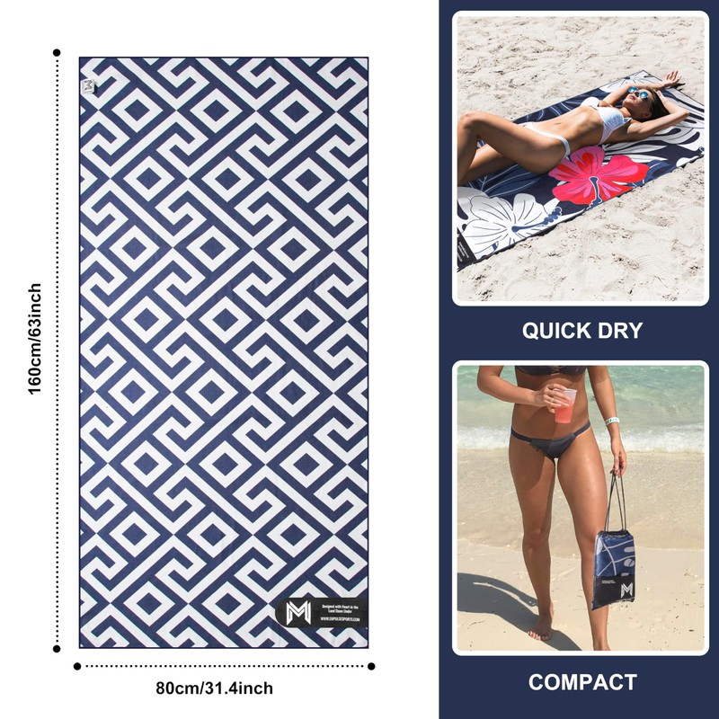 EMPULSE Sports Sand-Free Beach Towel | Ultra-Absorbent & Quick-Drying |