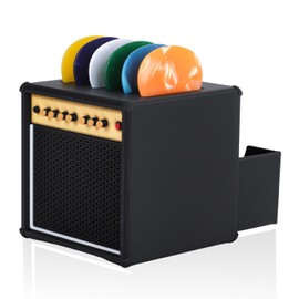 Guitar Picks Holder Box, Amp Speaker Pick Holder with 5 Celluloid Guitar Picks, Guitar Pick Storage Box Set for Guitar, Bass, Ukulele Players