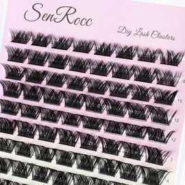 Lash Clusters 96pcs Individual Lashes ZH12 D Curl 8-18MIX Cluster Lashes SENROCC Volume Wispy Lash Extension Soft&Comfortable Easy DIY at Home (ZH12-D-8-18)