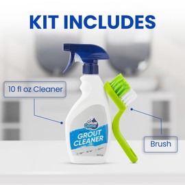 Glue Gone Grout Cleaner Kit - Includes 10 Fl Oz Cleaner with Ergonomic Grout Brush for Easy Scrubbing, Removes Dirt, Soap Scum, & Tough Stains from Tile, Ceramic, Porcelain, Marble & More