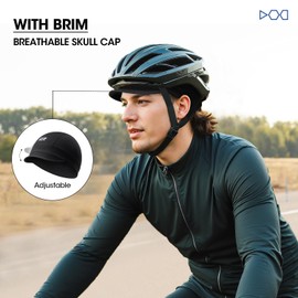 SUNMECI 2 Pcs Cooling Skull Cap for Men,Cycling Cap Helmet Liner with Sun Visor for Running Bike Hard Hat Liner