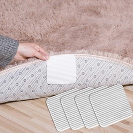 elthmpr Rug Grippers for Laminate Floor, 4 PCS Non Slip Washable Grippers for Rug, Rug Grippers From Rug To Carpet for Wooden Floors Washable Rug Grippers Pad for Tiled Floors 10 x 10 cm