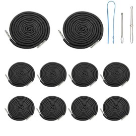 Maazusa Cord, Trouser Cord, 10 Pieces, 3.9 ft (1.3 m), Includes Threader, Sweat Pants, Waist Cord, Elastic Clip, Sportswear, DIY Crafts, Clothes, Clothes, Black