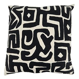 Saro Lifestyle Noir Et Blanc Collection Kuba Cloth Throw Pillow with Poly Filling, 22", Black & White