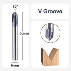 SpeTool Chamfer Router Bit CNC V Bits 6mm Shank V Groove Router Bit 90 Degree 3 Flutes V End Mill with TiAlN Coating Professional Solid Carbide Engraving Router Bits for Lettering Carving Chamfering