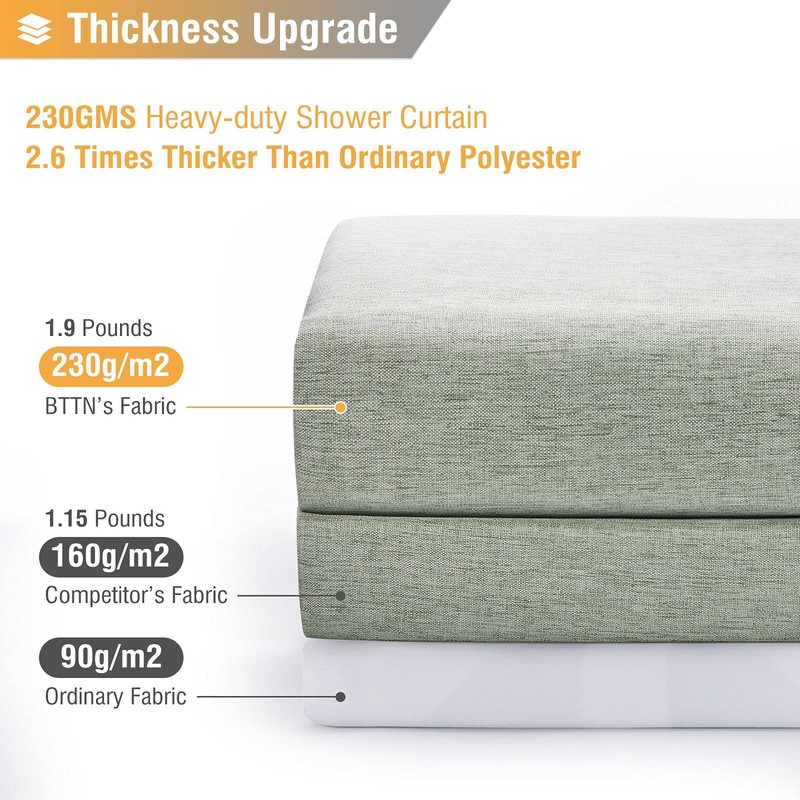 BTTN 78 Inch Long Shower Curtain, Linen Textured Thick Weighted