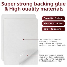TXSN Linen Repair Patches, Self-Adhesive Linen Fabric Patches, Large Size 8X11 inch Repair Sofa Patches, Pack of 2 White