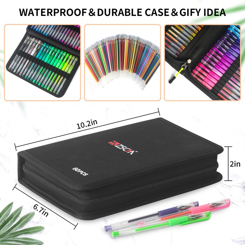 120 Pack Glitter Gel Pens Set, ZSCM 60 Colors Pens
