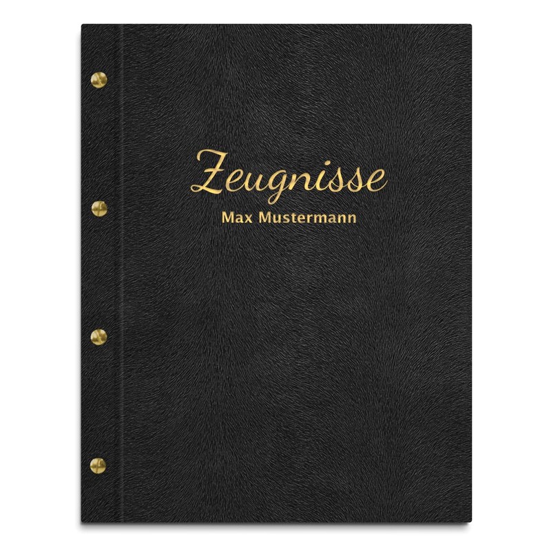 Handmade Certificate Folder with Your Own Name in Black Fur