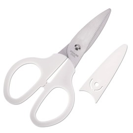 HITOPTY White Multipurpose Scissors, 6in Straight Sturdy Sharp Scissors for Office School Student Home General Use Sewing Fabric Craft Supplies with Cover