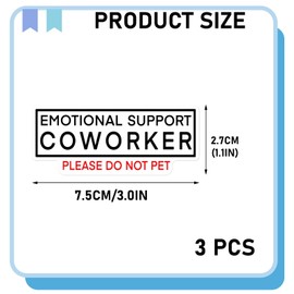 (3Pcs) Emotional Support Coworker Funny Office Humor Quote Water-Resistant Vinyl Stickers Please Do Not Pet for Laptop Water Bottle Office Desk Coworker Decorations 3"x1.8"