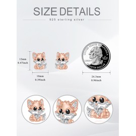 Flpruy Fox Earrings 925 Sterling Silver Fox Studs Earrings Fox Jewelry for Women Gifts for Fox Lovers