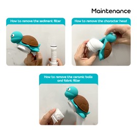 Barumi Livo Handheld Filtered Showerhead for Kids - Turtle Turquoise | Micro Laser-Cut for Soft Water Spray, Multi-Level Filtration Removes Chlorine and Impurities for Skin and Hair