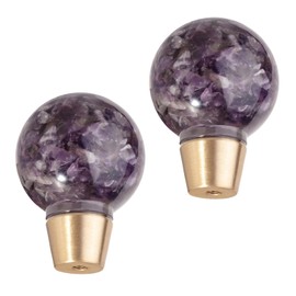 mookaitedecor Set of 2 Natural Amethyst Crystal Ball Drawer Knobs with Screws, Resin Round Ball Sphere Purple Healing Stone Knobs Handles Pulls for Cabinets Cupboard Kitchen Door Wardrobe Dresser