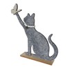 Goldbach Decorative Cat with Butterfly on Wooden Base 29 cm