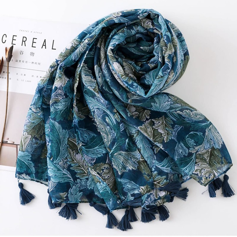 CHROME CRANE MF018 Women's Stole Floral Flower Leaf Design Large