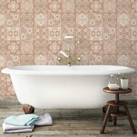 RoomMates RMK11647WP Marrakesh Clay Tile Peel and Stick Wallpaper, Large Sample