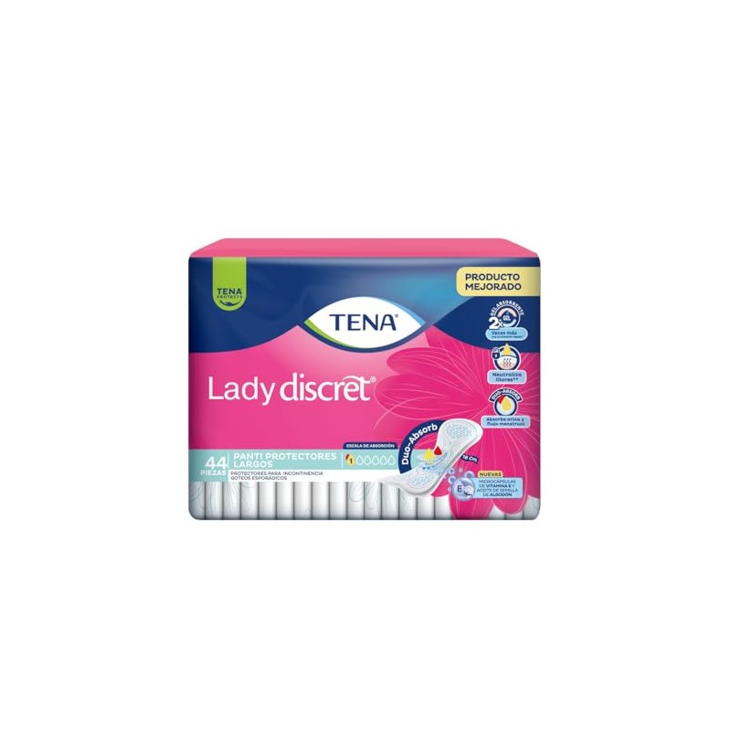 TENA Lady Discret Panti Protectores Largos, 44 piezas