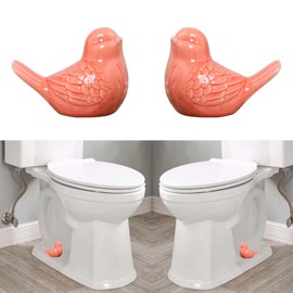 2 Pcs Ceramic Bird Toilet Floor Bolt Caps,Cute Bird Toilet Screw Caps Decorative,Toilet Bolt Figurine,Toilet Bowl Cap Covers,Decorative Bathroom Toilet Bolt Easy Installation (Bird-Red)