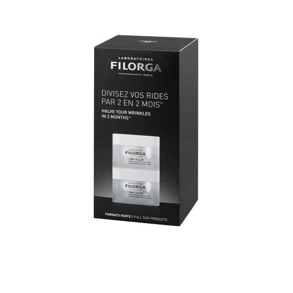 Filorga Time-Filler Wrinkle Correction Moisturizing Skin Cream, Anti Aging Formula to Reduce and Repair Face and Eye Wrinkles and Fine Lines, 2 Pack, 1 fl. oz.
