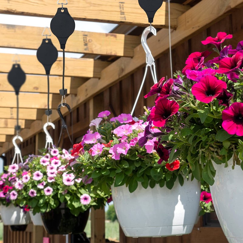 KINGLAKE 2 Pcs Retractable Hanging Basket Pulley System, Hanging Basket