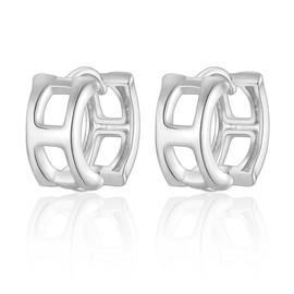 Hoop Earrings Silver 925 Silver Stud Unisex Golden Hoop Earrings for Men Women, White Gold