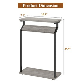Livofloral Narrow Side Table for Small Spaces, Small End Table, Small Side Table for Couch, Slim Couch Tray Tables, Skinny Thin End Tables for Living Room, Bedroom, Grey