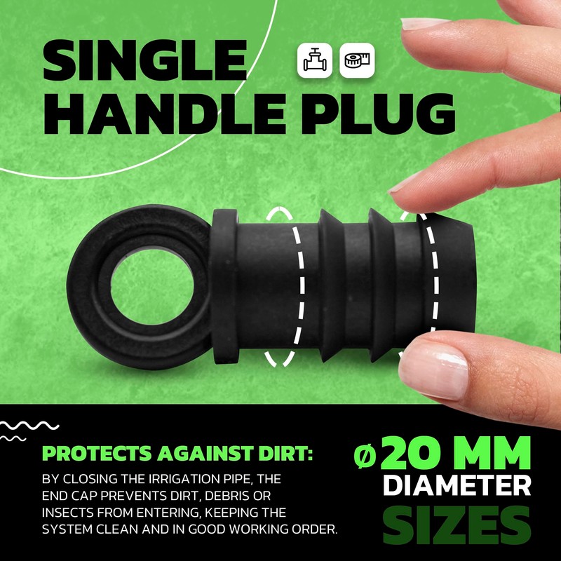 DOJA Barcelona Pack of 10 Drip Hose End Caps, 20mm,