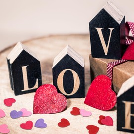 300 Pieces Valentine's Day Felt Hearts Decoration Felt Hearts Stickers Colorful Felt Heart Craft Mini Heart Shapes Decorative Confetti for Wedding Decoration Supplies (Pink, Purple, Red, Rose Red)