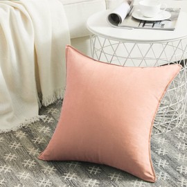 Fancy Homi 24x24 Pillow Covers, Pack of 2 Peach Throw Pillow Covers, Super Soft Faux Suede Square Solid Coral Cushion Cover for Couch Sofa Bedroom Living Room 60x60 cm