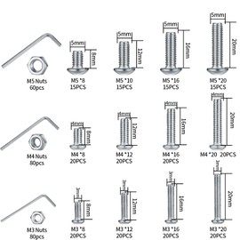 440 Pcs Hex Head Cap Bolts Bolts Nuts Set Pan Head Screws Stainless Steel Screws Bolts Set Machine Screws Assortment Kit for DIY Fixing Accessories