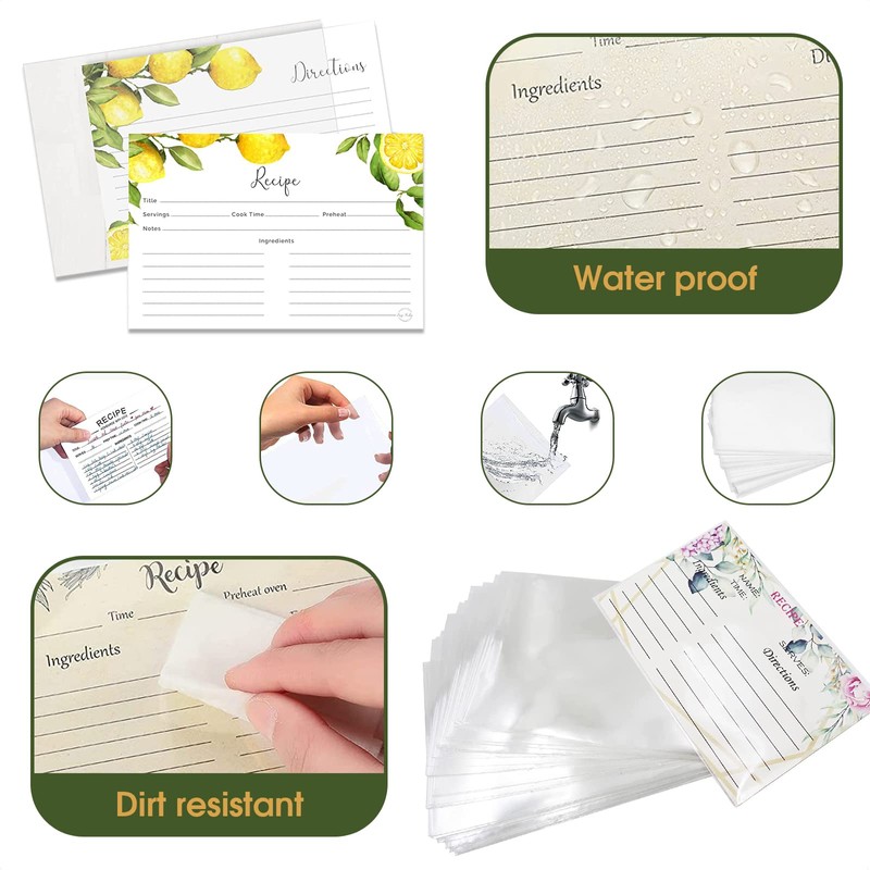 100Pcs Recipe Card Protectors 4x6 Plastic Sleeve - Page Protectors