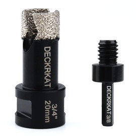 3/4” Diamond Hole Saw with Slots 20mm Vacuum Brazed Tile Hole Saw for Porcelain Granite Brick Concrete with 5/8-11 Thread to 3/8” Hex Shank Adapter Fit Both Angle Grinders & Electric Drills