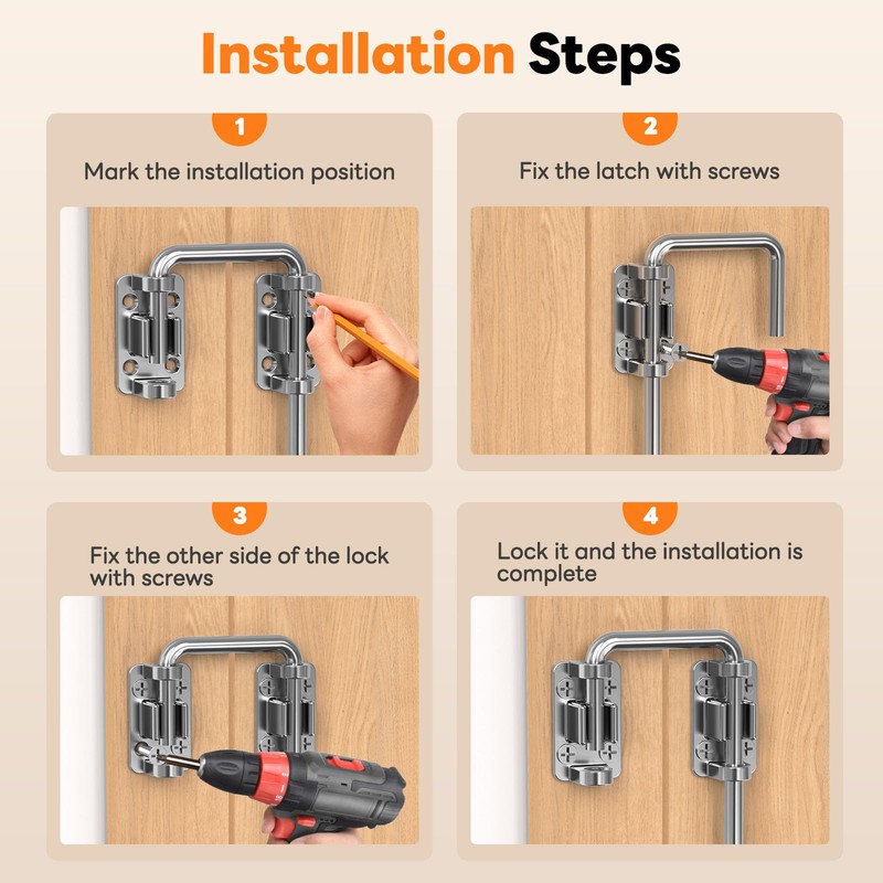 SecureLatch Sliding Door Loop Lock, 2.36 Inch Stainless Steel Patio