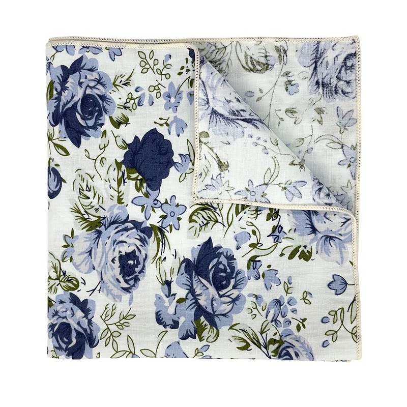 Kebocis - Pañuelo cuadrado con bolsillo floral para hombre, Blanco