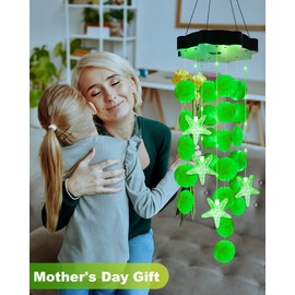 Toodour Solar Wind Chimes for Outside, Shells Light Gifts for Mom Grandma Women Wife Girls, Waterproof Solar Outdoor Decorative Mobile Light for Holiday Garden Porch Yard Outdoor Decor (Green)
