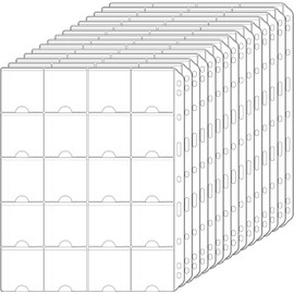 20 Sheets Premium Coin Pocket Pages for 2"x2" Coin Flips,400 Pockets, Heavy-Duty Storage & Display Sheets, Compatible with 4-Ring (A4) & 3-Ring (Letter) Binders,Perfect for Coin Collectors