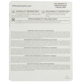 EBC Brakes FA496HH Juego de pastillas de freno de disco, color negro, 1 x 1