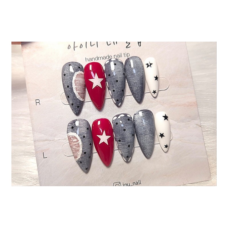 [In-store special discount]No parts trendy denim handmade nail tips -