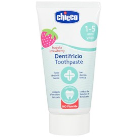 CHICCO, Pasta Dental para Niños, Sin Flúor, Sabor Fresa, +12 meses
