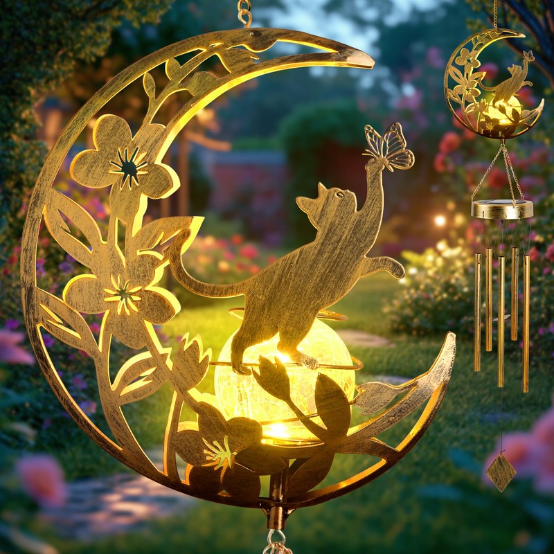 Solar Moon Cat Decorative Light Gift, Solar Moon Cat Decorative